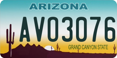 AZ license plate AVO3076