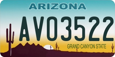 AZ license plate AVO3522