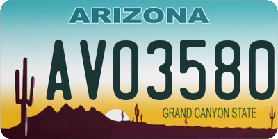 AZ license plate AVO3580