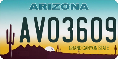 AZ license plate AVO3609