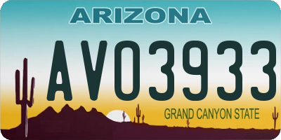 AZ license plate AVO3933