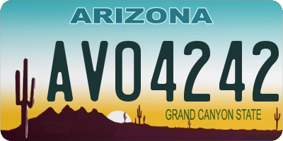 AZ license plate AVO4242