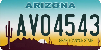 AZ license plate AVO4543