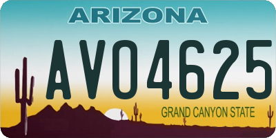 AZ license plate AVO4625