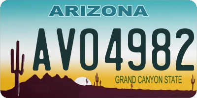AZ license plate AVO4982
