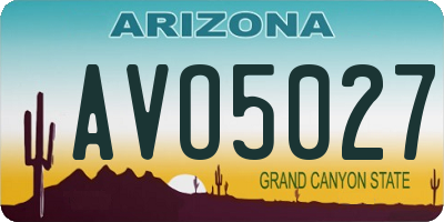 AZ license plate AVO5027