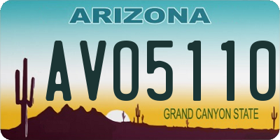 AZ license plate AVO5110