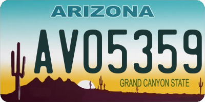 AZ license plate AVO5359