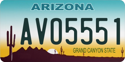 AZ license plate AVO5551