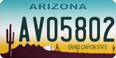 AZ license plate AVO5802