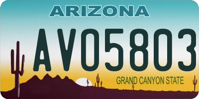 AZ license plate AVO5803
