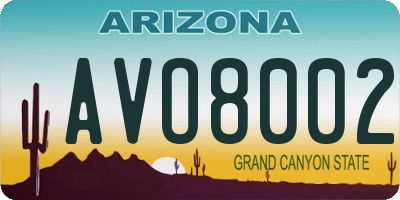 AZ license plate AVO8002