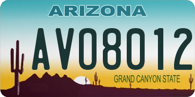 AZ license plate AVO8012