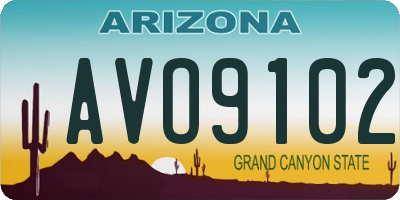 AZ license plate AVO9102