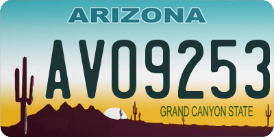 AZ license plate AVO9253