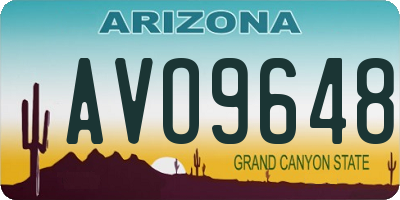 AZ license plate AVO9648