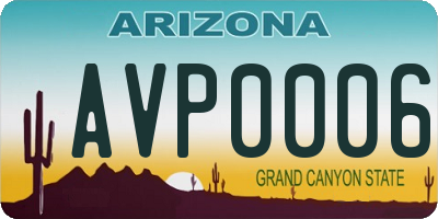 AZ license plate AVP0006