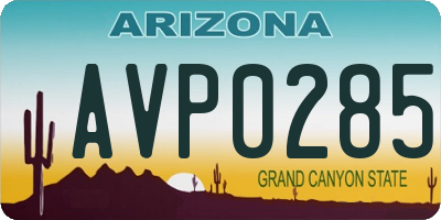 AZ license plate AVP0285