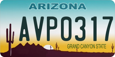 AZ license plate AVP0317