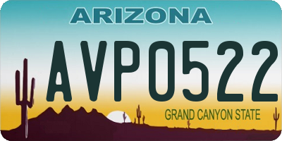AZ license plate AVP0522