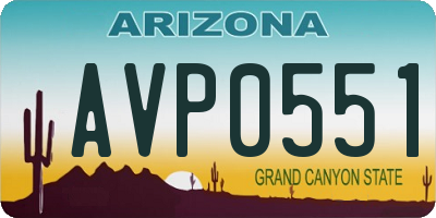 AZ license plate AVP0551