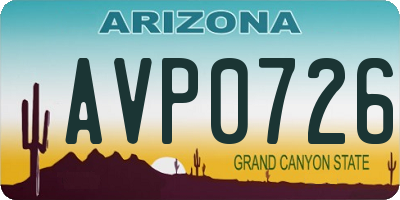 AZ license plate AVP0726