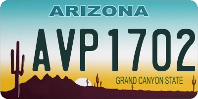 AZ license plate AVP1702