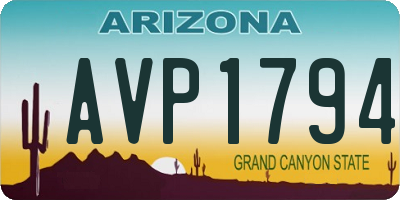 AZ license plate AVP1794