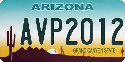 AZ license plate AVP2012