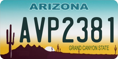 AZ license plate AVP2381