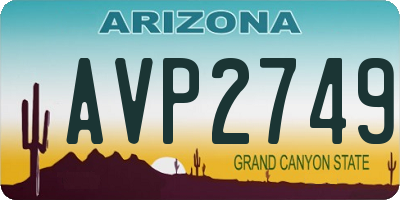 AZ license plate AVP2749