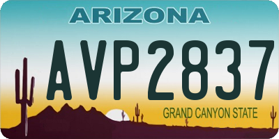 AZ license plate AVP2837