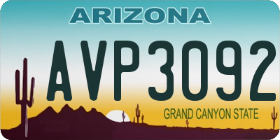 AZ license plate AVP3092