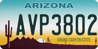 AZ license plate AVP3802