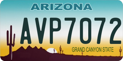 AZ license plate AVP7072