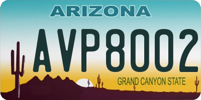 AZ license plate AVP8002