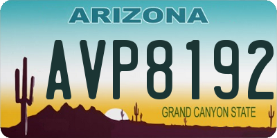 AZ license plate AVP8192