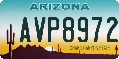 AZ license plate AVP8972
