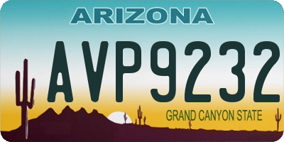 AZ license plate AVP9232