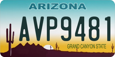 AZ license plate AVP9481