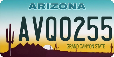AZ license plate AVQ0255