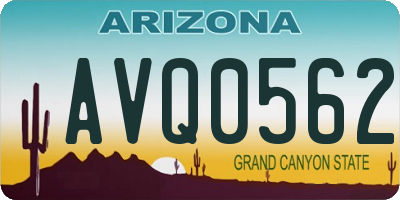 AZ license plate AVQ0562
