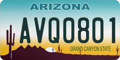 AZ license plate AVQ0801