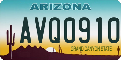 AZ license plate AVQ0910