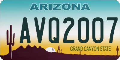 AZ license plate AVQ2007