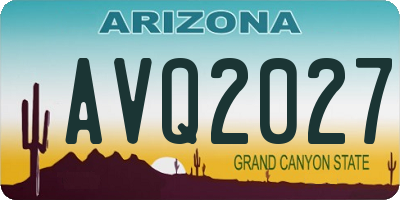 AZ license plate AVQ2027