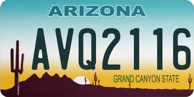 AZ license plate AVQ2116