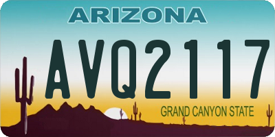 AZ license plate AVQ2117