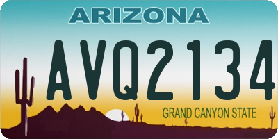 AZ license plate AVQ2134