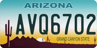 AZ license plate AVQ6702